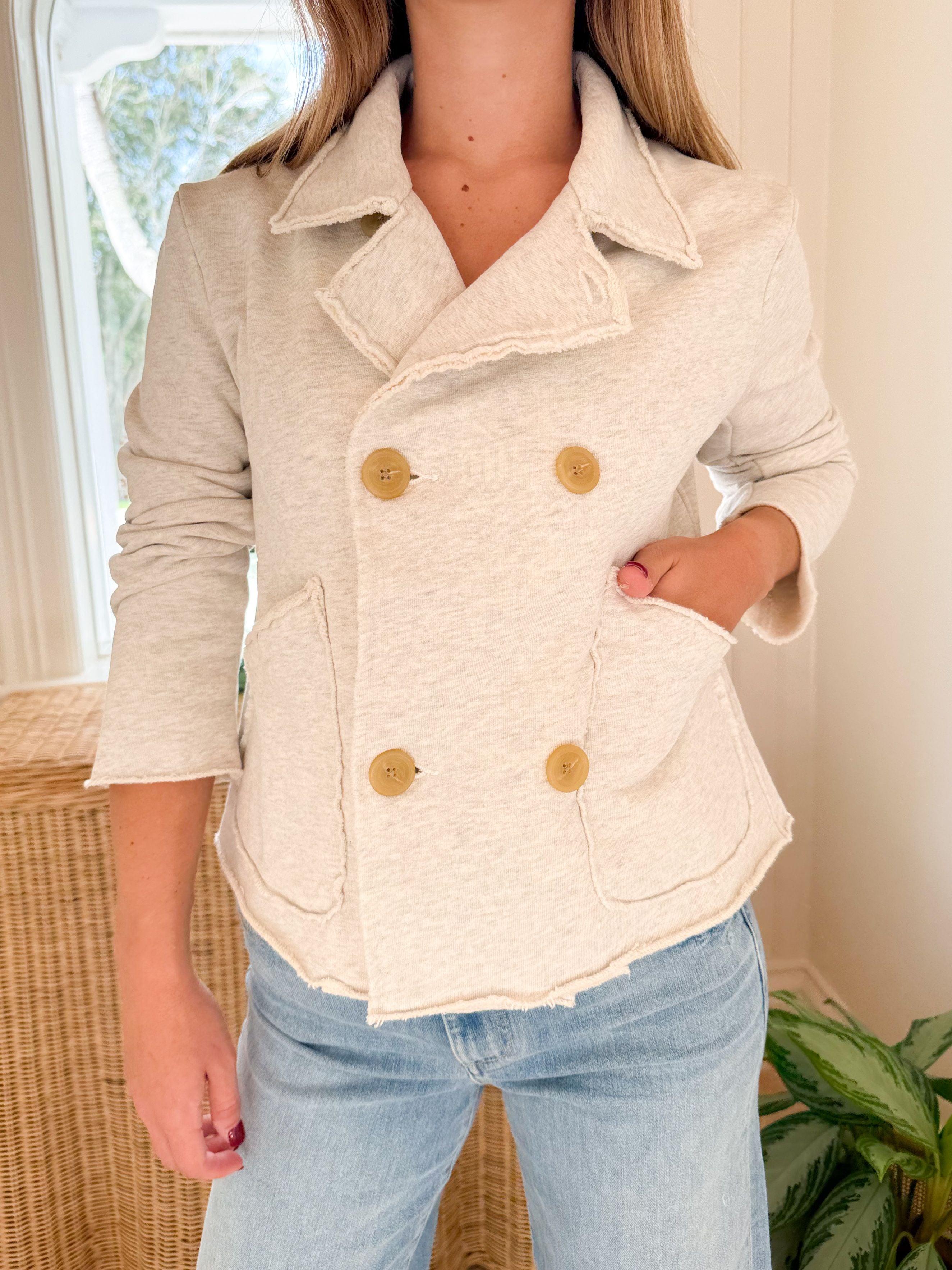 FRANK & EILEEN Mini Belfast Crop Peacoat Heather White Melange