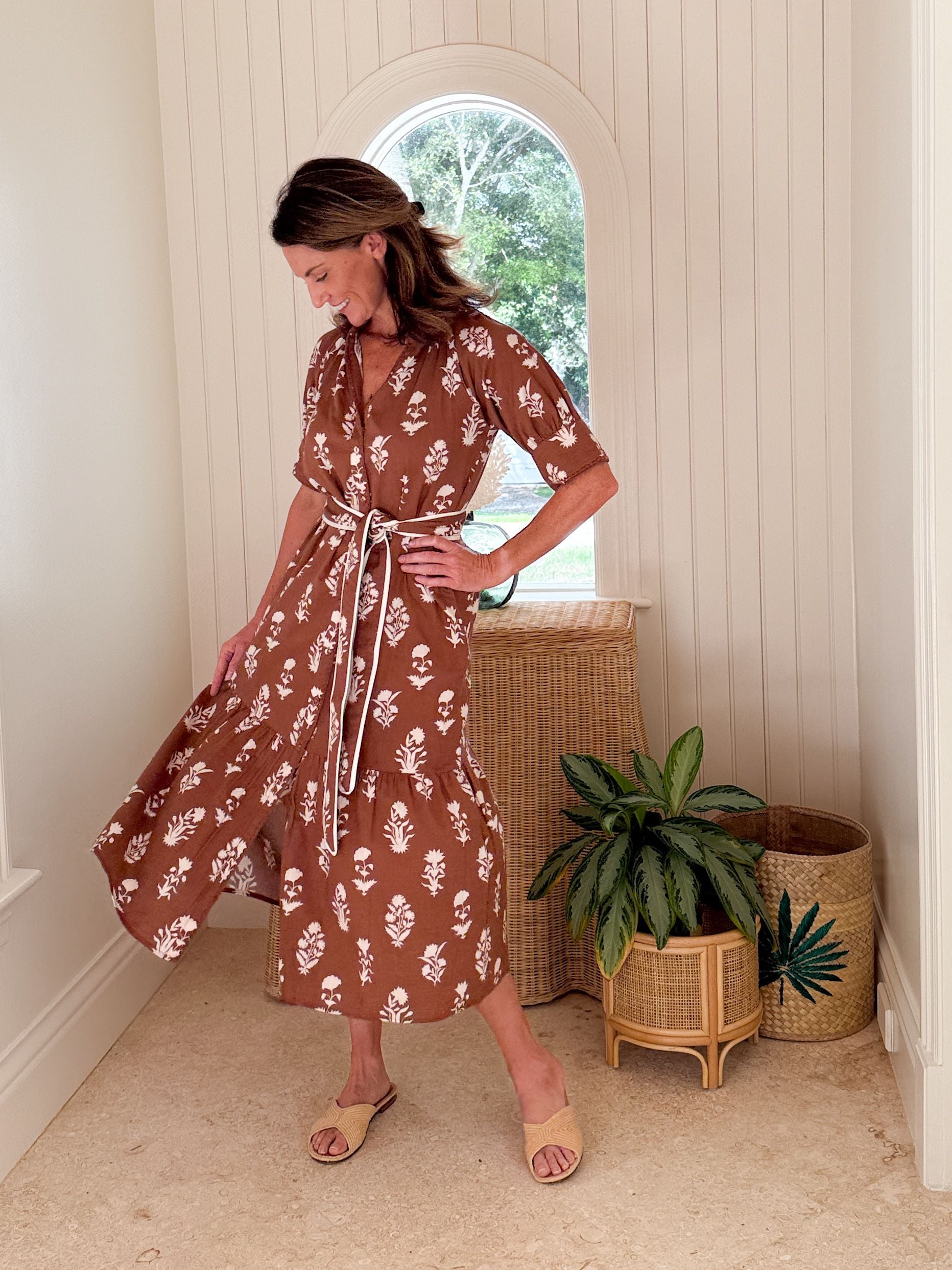 BEAU & RO Jane Dress Chocolate Flower
