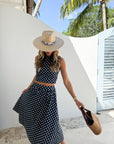 PROSPERINA Erica Midi Skirt Navy Polka Dot