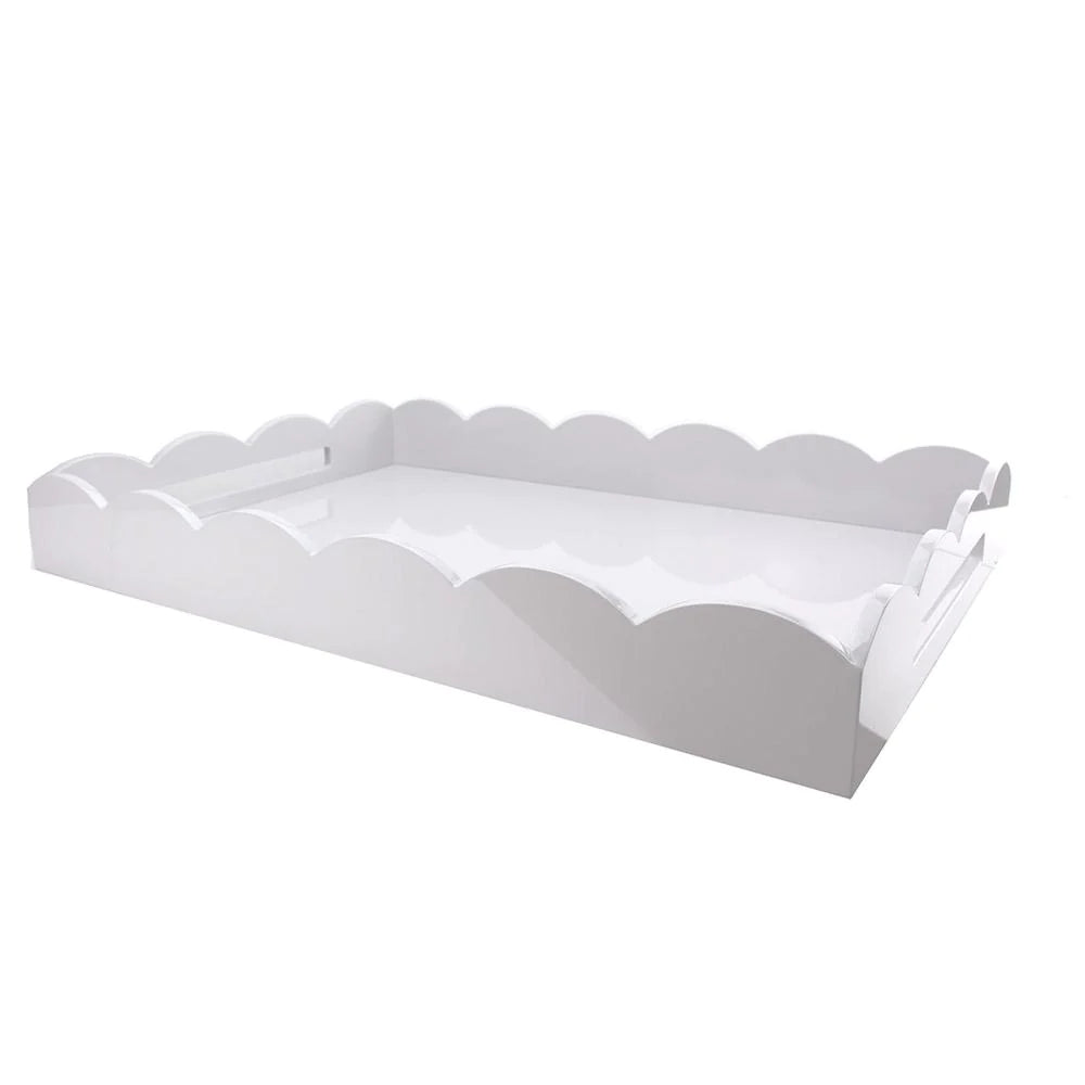 ADDISON ROSS White Scalloped Edge Tray White Large