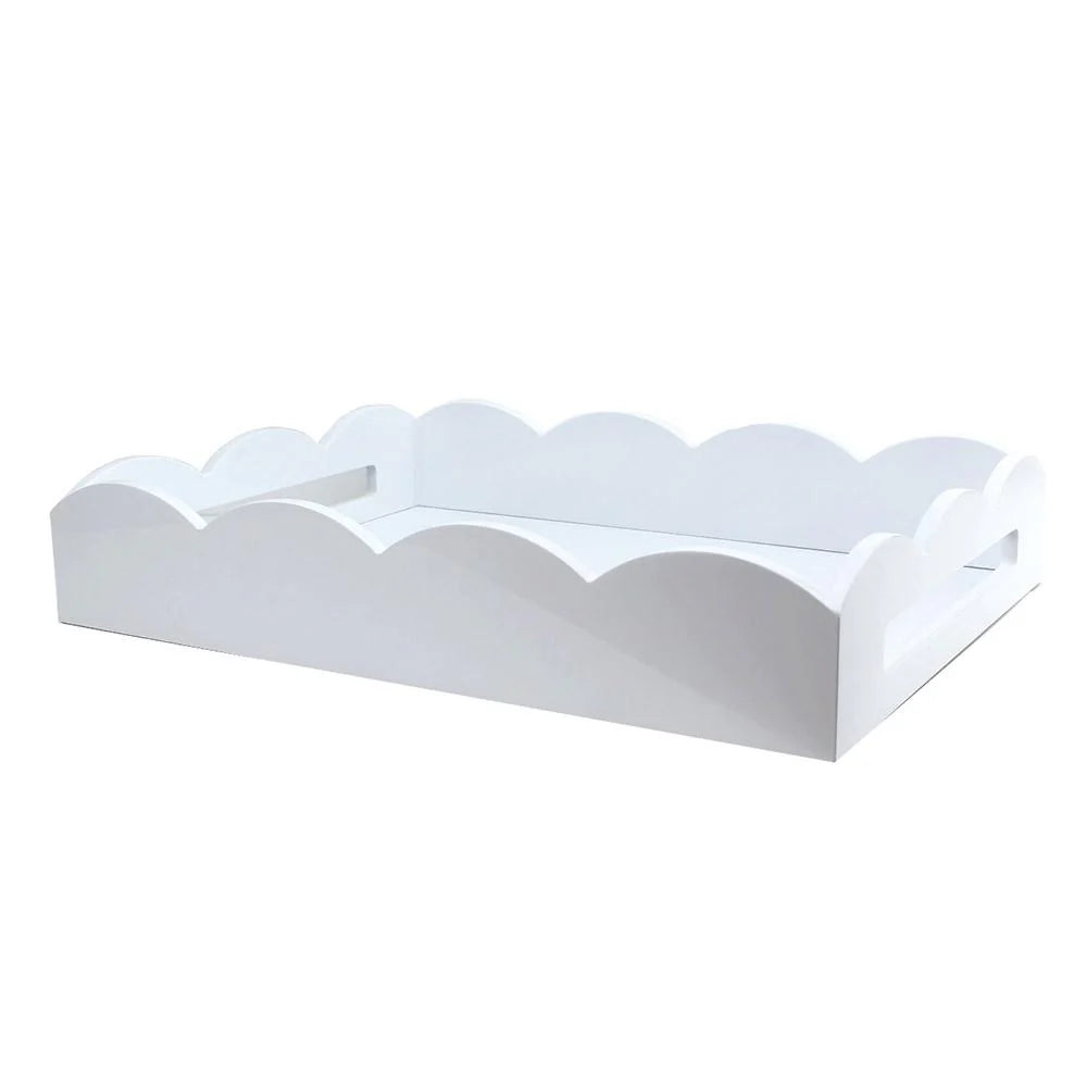 ADDISON ROSS Medium Scalloped Edge Tray White
