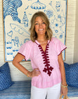 FINAL SALE ROSE AND ROSE Upminster Top Pink w/ Wine