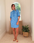 OLIPHANT Mini Collared Shirt Dress Matrix Blue