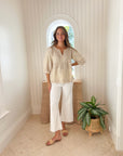 FINAL SALE ROSE AND ROSE Goldhawk Top Natural with Gold