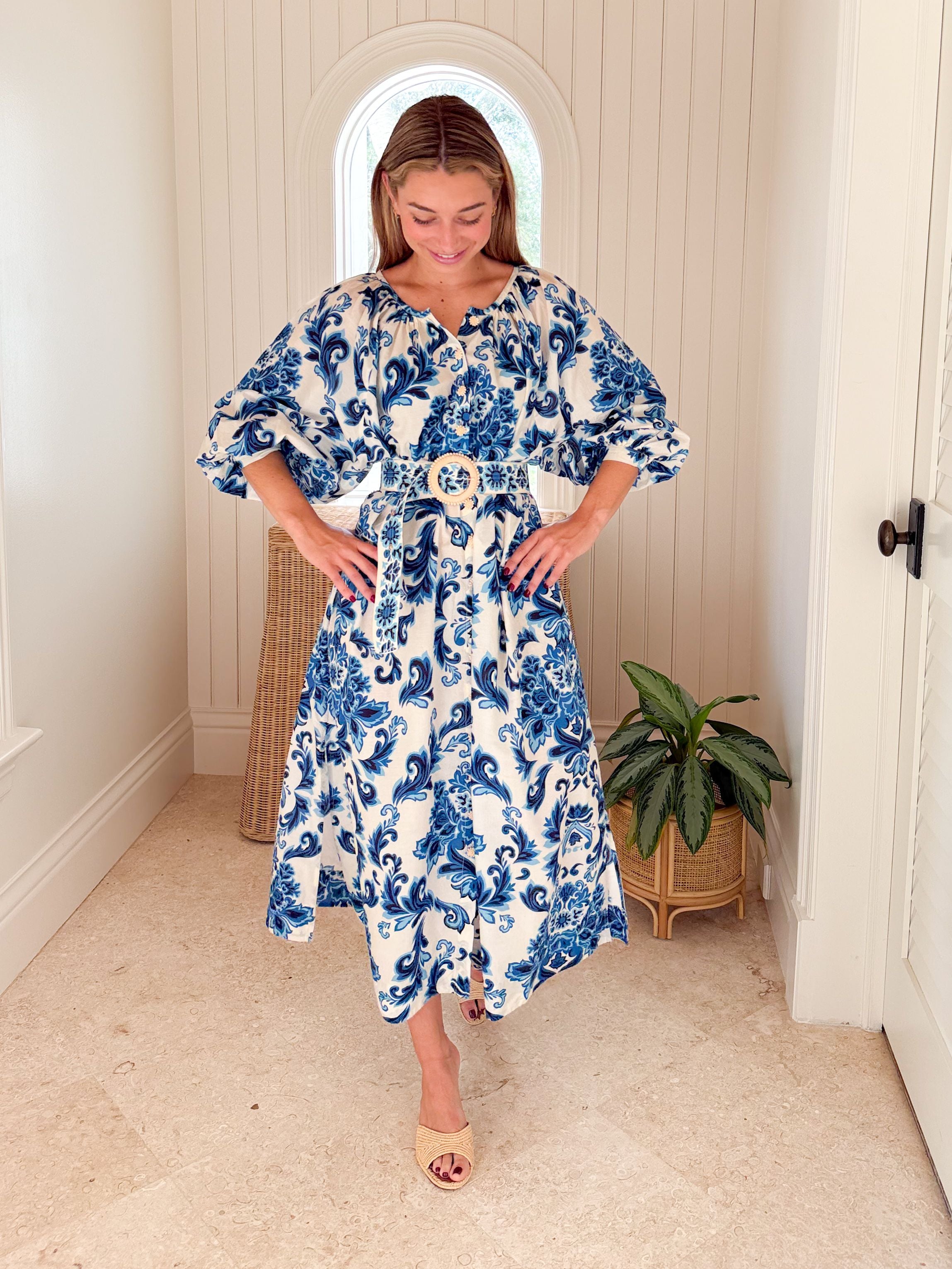 CARA CARA Simone Dress Fiore Evening Blue CARA CARA Simone Dress Fiore Evening Blue
