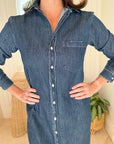 FRANK & EILEEN Rory Maxi Shirtdress Vintage Dark Wash Denim
