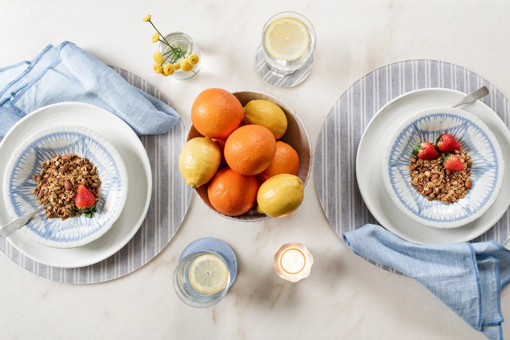 Campbell Blue Chambray Napkins-Set/4