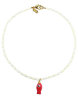 LOGAN TAY White Beaded Fish Necklace