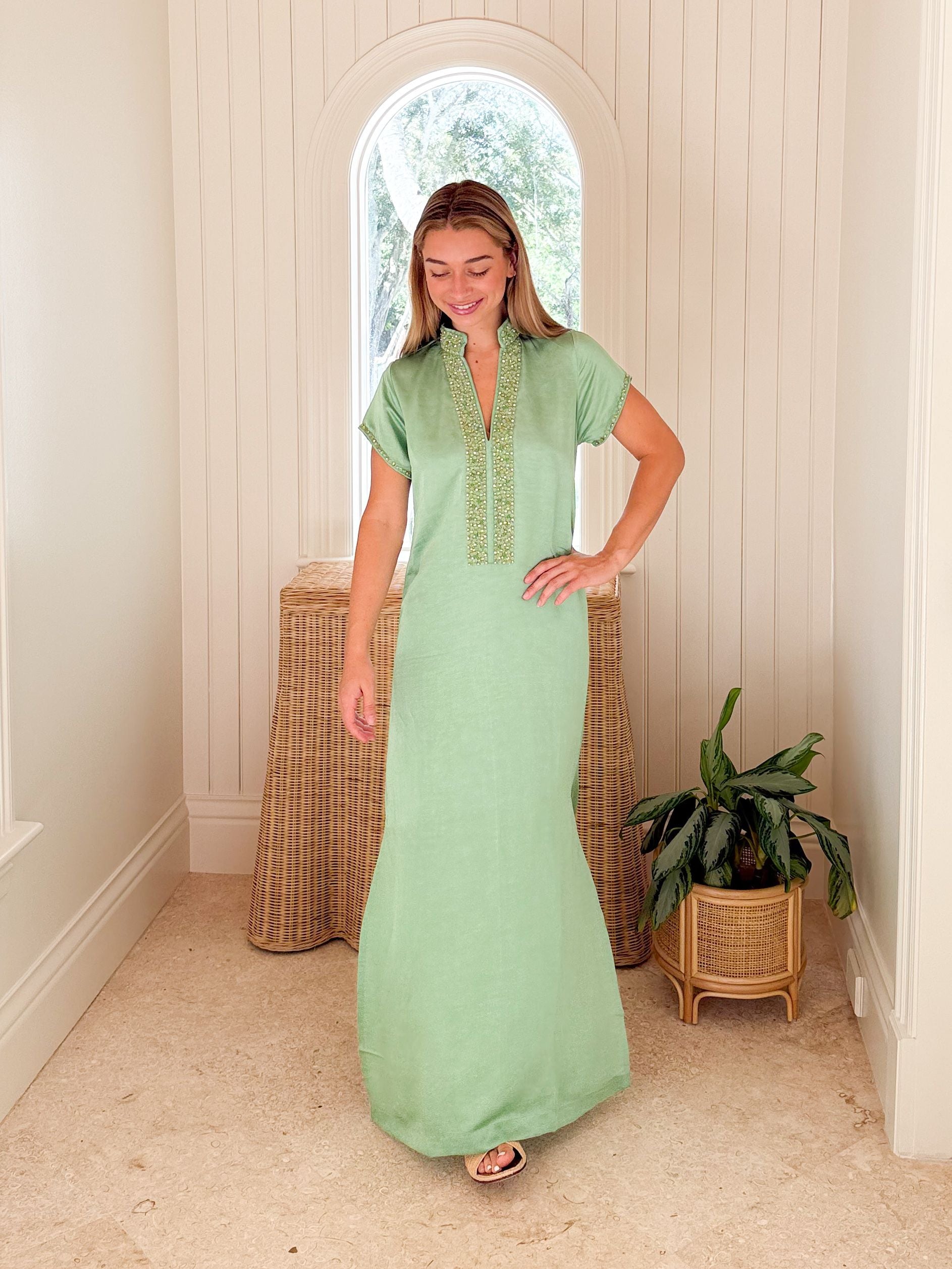 BELLA TU Meg Caftan Pear