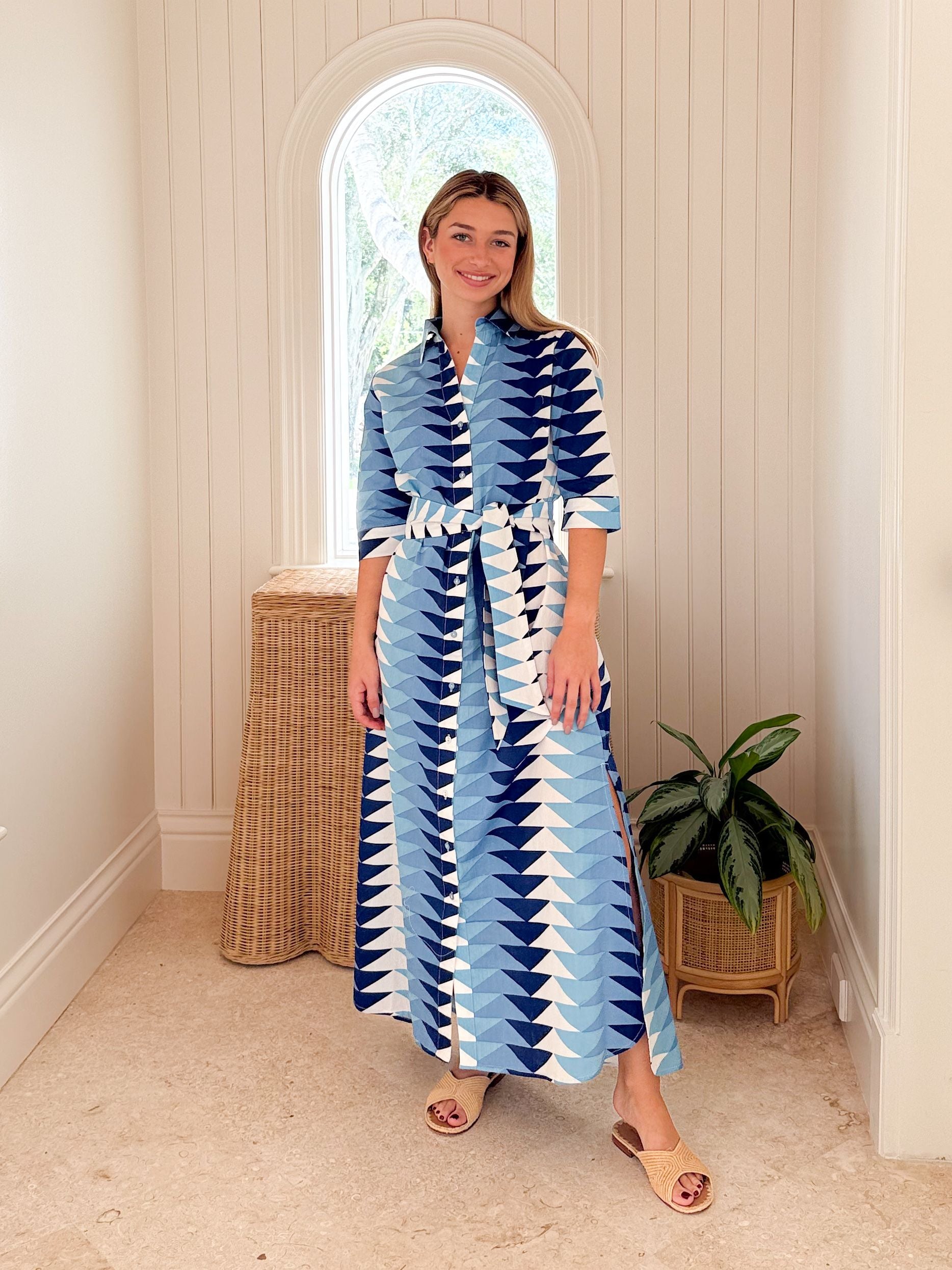 BEAU & RO Eloise Dress Ocean Bagru Triangle