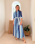 BEAU & RO Eloise Dress Ocean Bagru Triangle