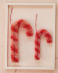 Sisal Bottle Brush Candy Cane Ornament with Stripes