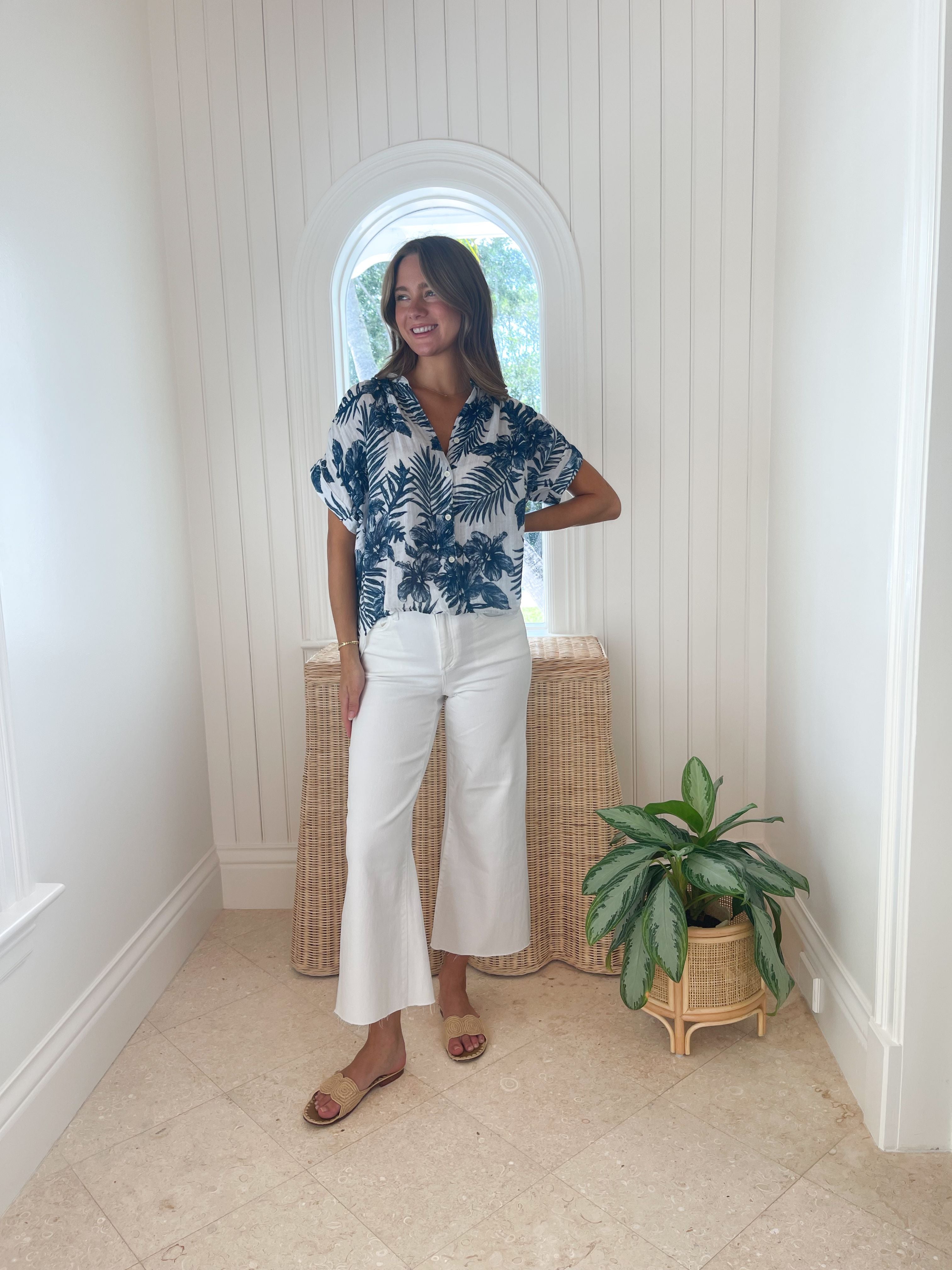 FINAL SALE FINAL SALE FELICITE Short Sleeve Shirt Navy Palm