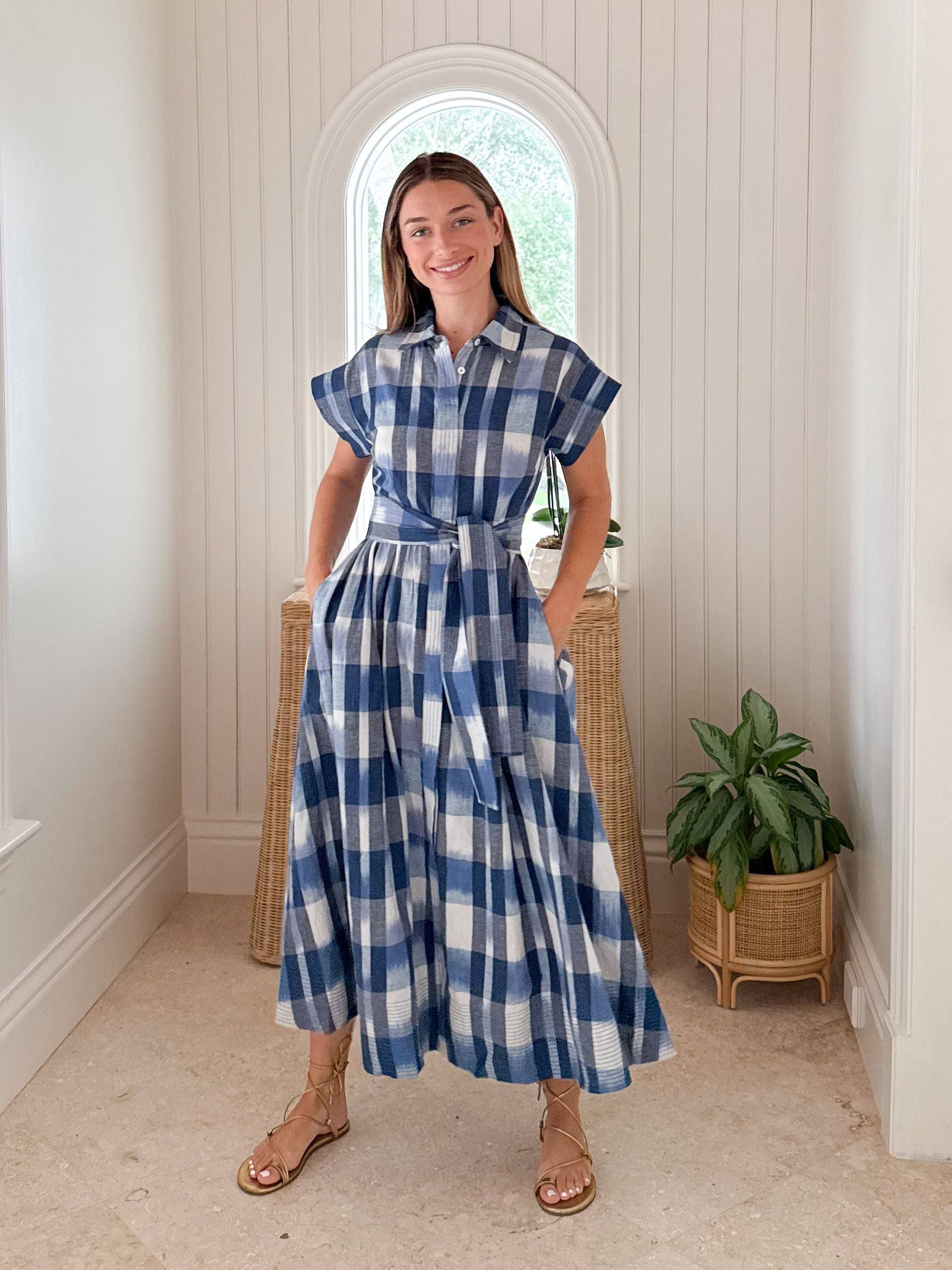 Oliphant Beckett Navy Belted Shirt Dress Beckett Navy / XS