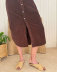 FRANK & EILEEN Rory Maxi Shirtdress Chocolate Courduroy