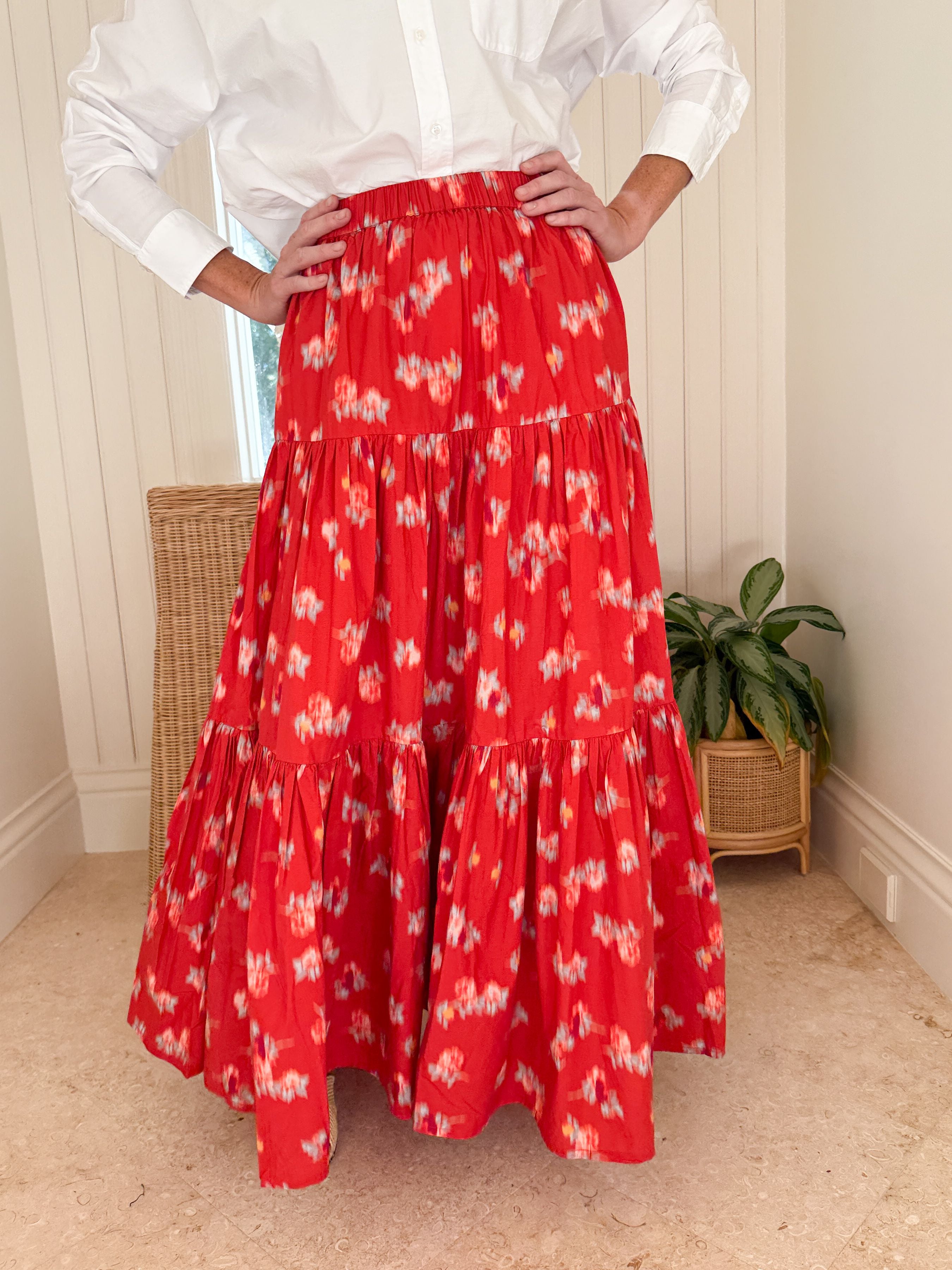 OLIPHANT Tiered Maxi Skirt Lebombo Rust