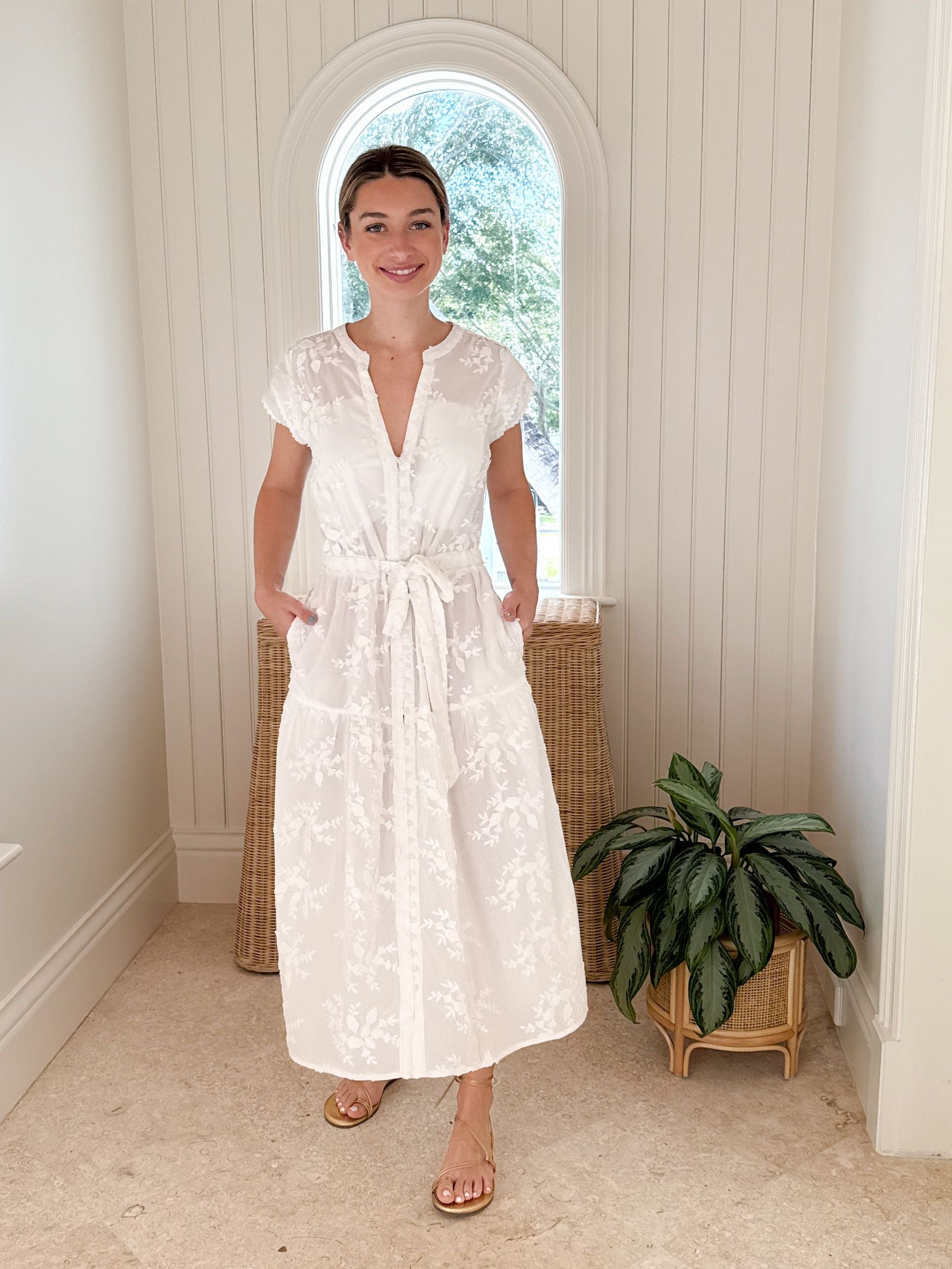 LOLA AUSTRALIA Daisy Boo Midi Dress Orient White