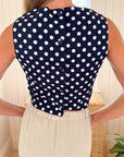 PROSPERINA Ellie Crop Top Navy Polka Dot