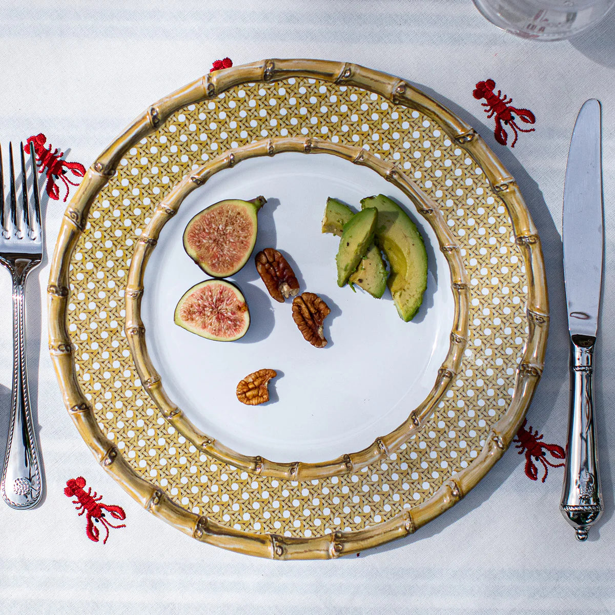JULISKA Bamboo Caning Melamine Salad Plate-Set/4