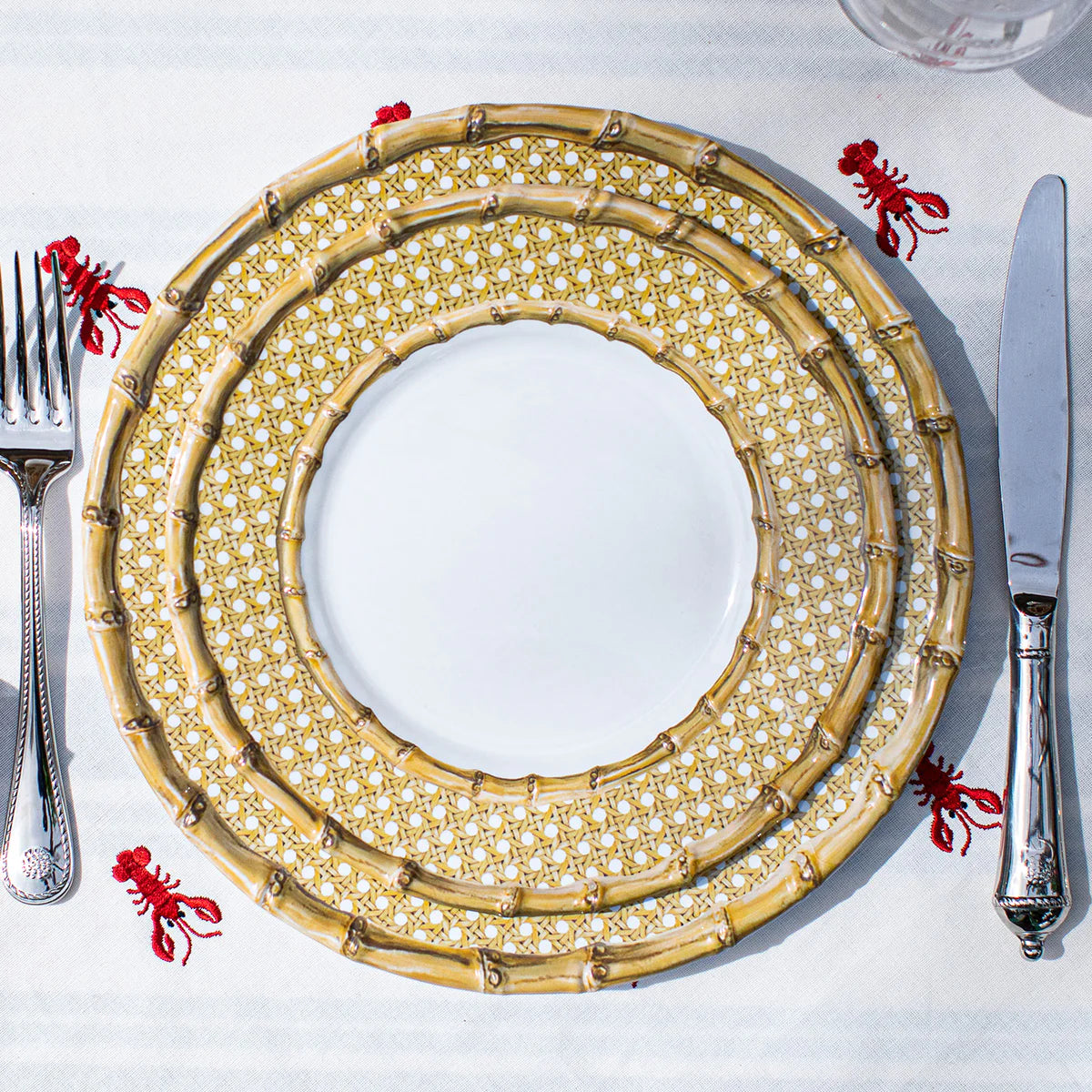 JULISKA Bamboo Caning Melamine Salad Plate-Set/4