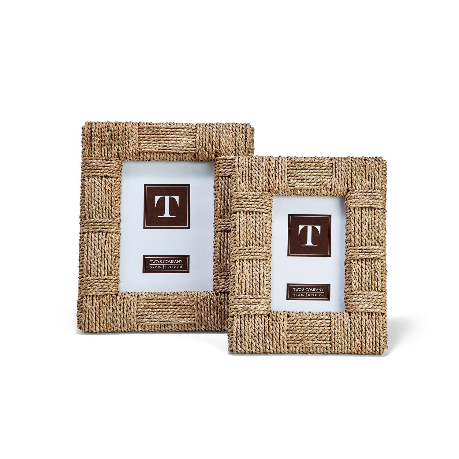 Two's Company Wicker Weave S/2 Photo Frames