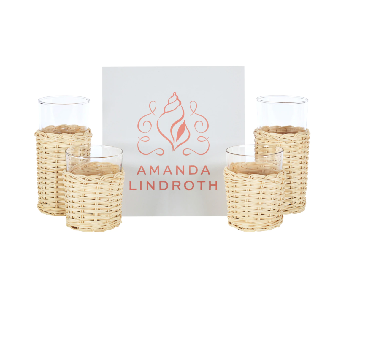 AMANDA LINDROTH Rattan Wrapped Ice Tea - Set/4