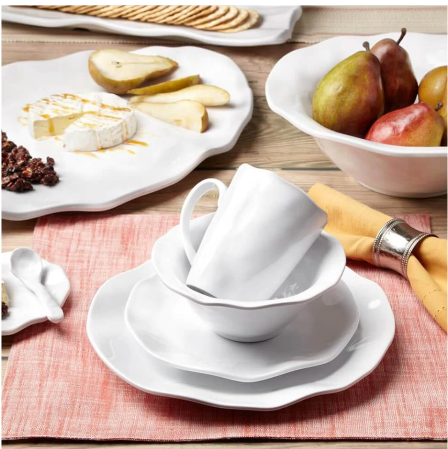 FINAL SALE Ruffle White Melamine Canape Plate-Set/4
