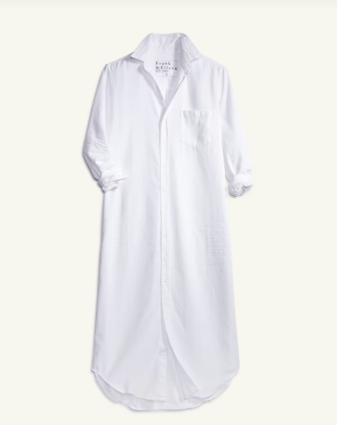 FRANK & EILEEN Rory Maxi Shirtdress Tattered Denim White
