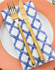 Blue Lattice Guest Napkin Set/16