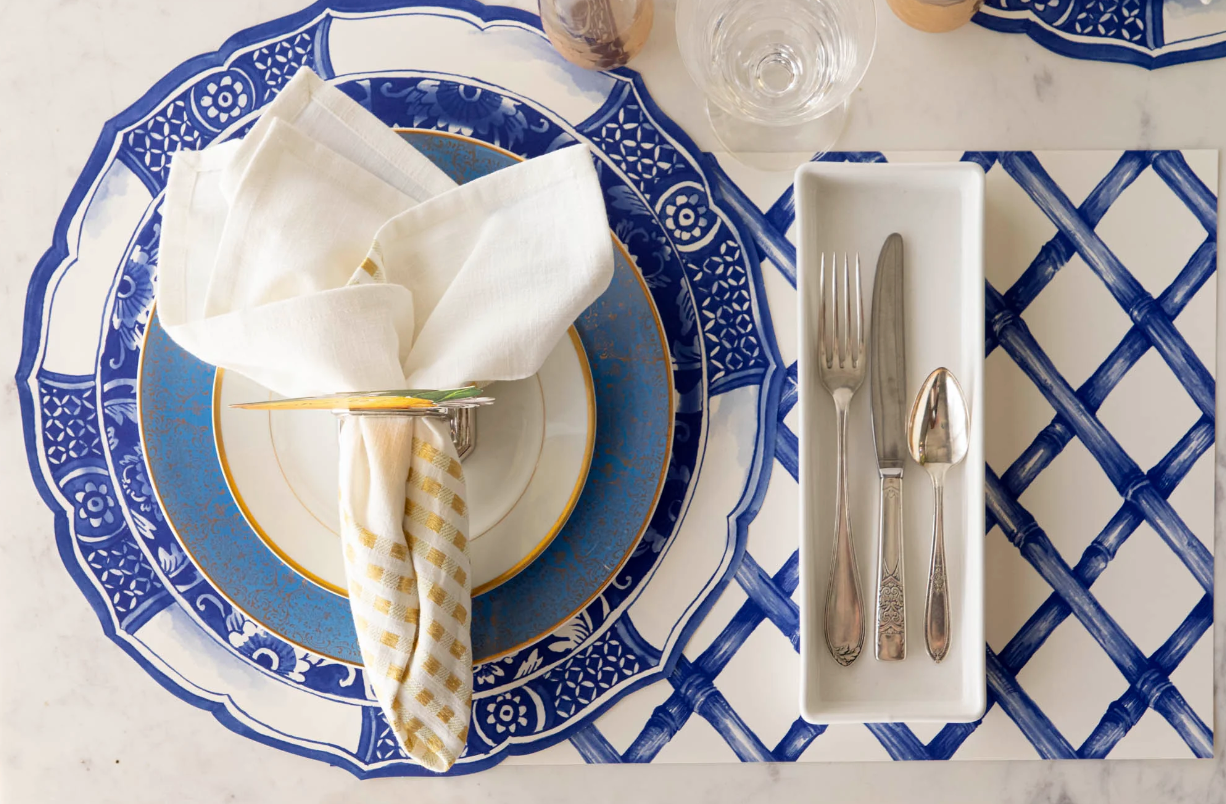 Blue Lattice Placemat Set/24
