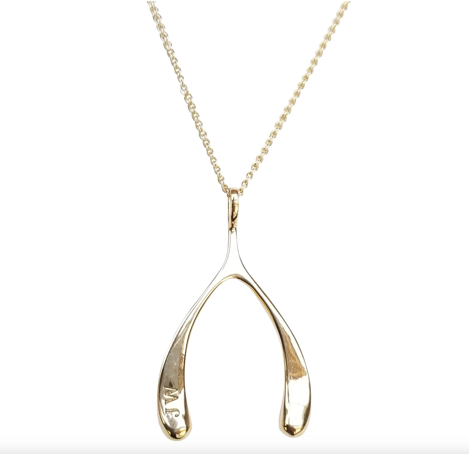 JANE WIN Lucky Gold Wishbone Pendant with 18'-20' Delicate Chain