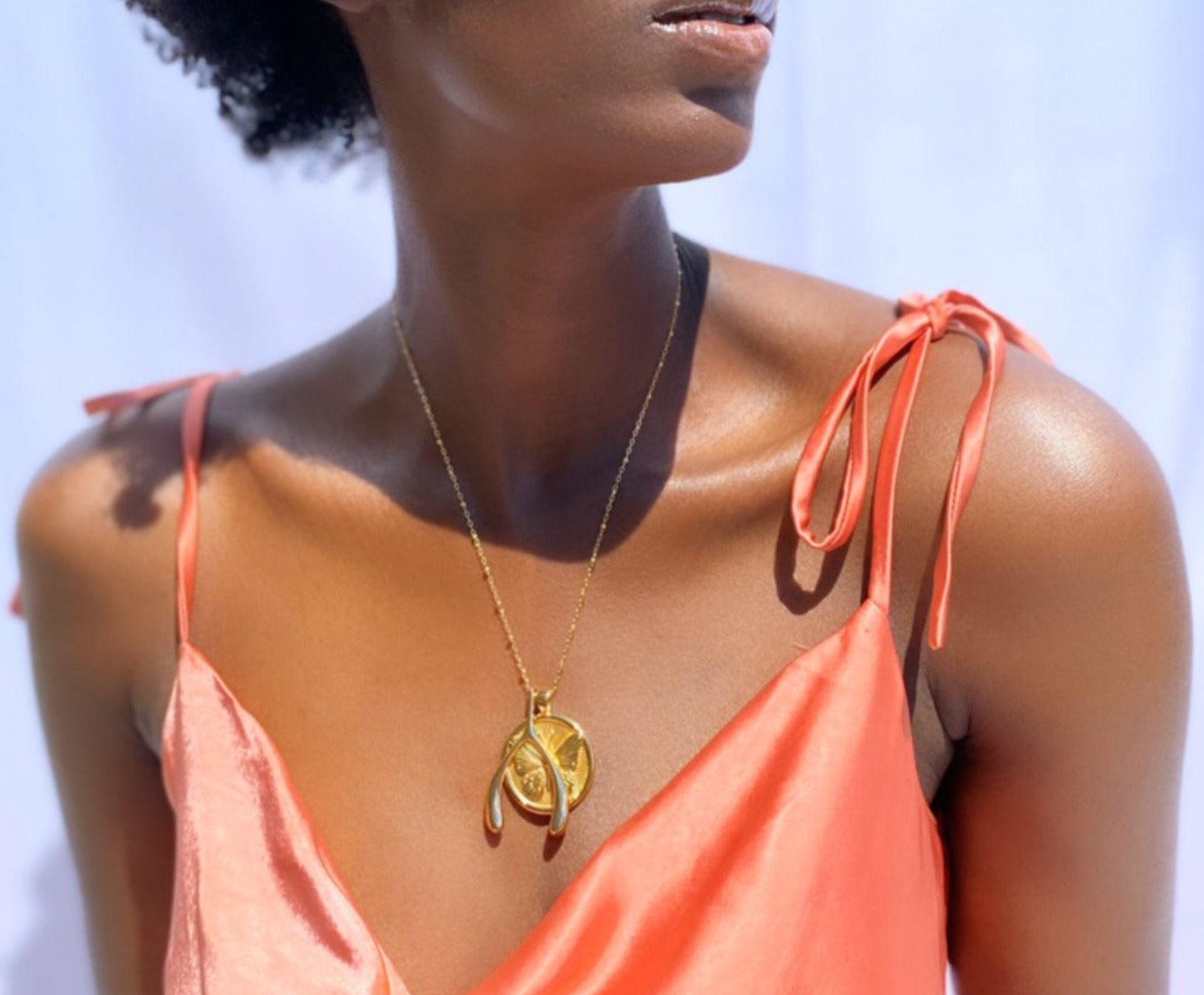 JANE WIN Lucky Gold Wishbone Pendant with 18'-20' Delicate Chain