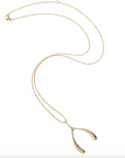 JANE WIN Lucky Gold Wishbone Pendant with 18'-20' Delicate Chain