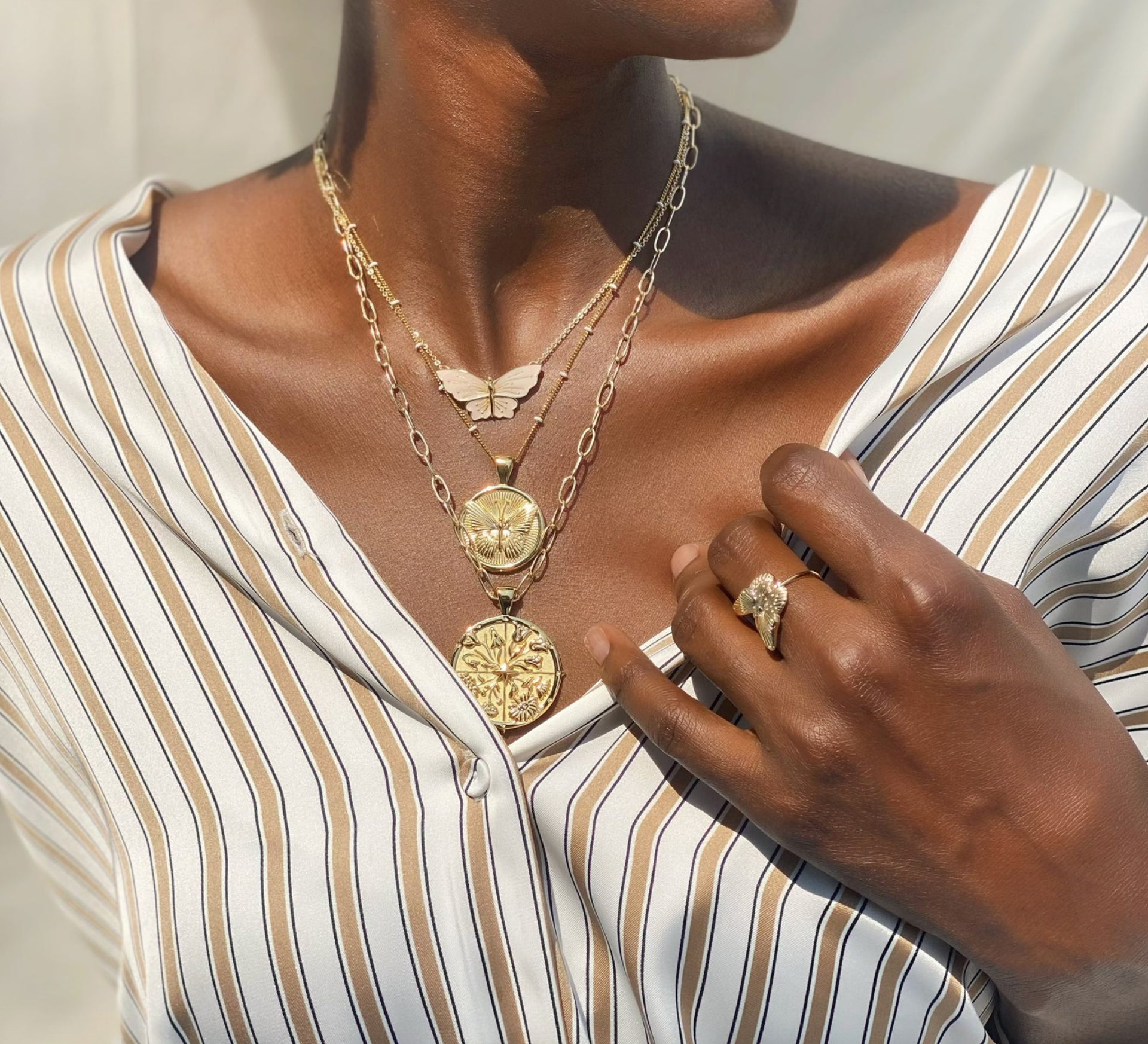 JANE WIN Hope Pendant Coin Necklace with 32" Mini Twist Chain