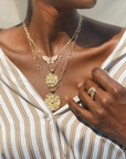 JANE WIN Hope Pendant Coin Necklace with 32" Mini Twist Chain