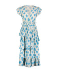 MER ST. BARTH Mica Women's Tiered Dress Aqua Ikat