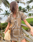 SUNSHINE TIENDA Getaway Mini Dress Olive Bandana
