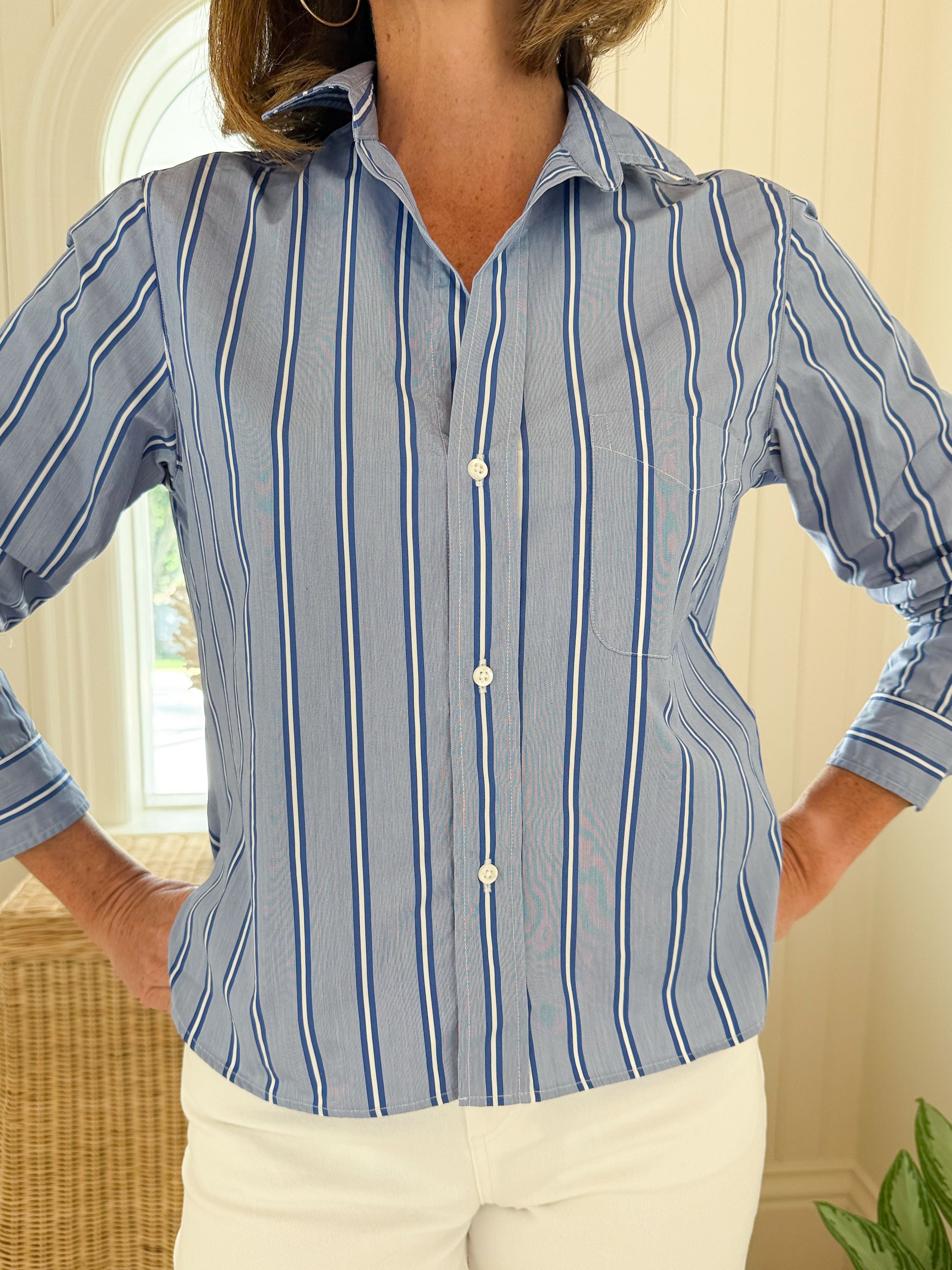 FRANK &amp; EILEEN Silvio Royal Blue Stripe