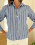 FRANK & EILEEN Silvio Royal Blue Stripe