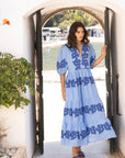 OLIPHANT Puff Sleeve Maxi Tangier Blue