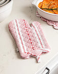 JULISKA Villa Stripe Oven Mitt and Pot Holder Set/2pc - Ruby