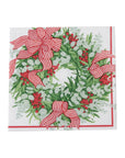 Ribbon Stripe Wreath Cocktail Napkins -Set/20