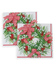 Ribbon Stripe Wreath Cocktail Napkins -Set/20