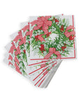 Ribbon Stripe Wreath Cocktail Napkins -Set/20