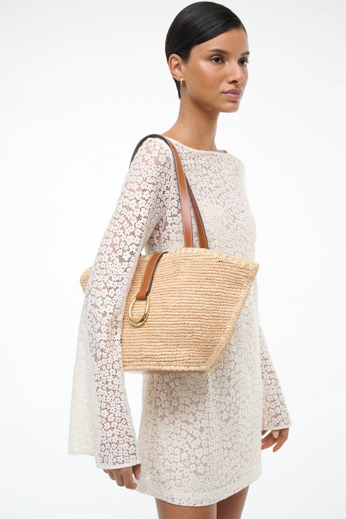 STAUD Vista Raffia Tote Natural/Tan