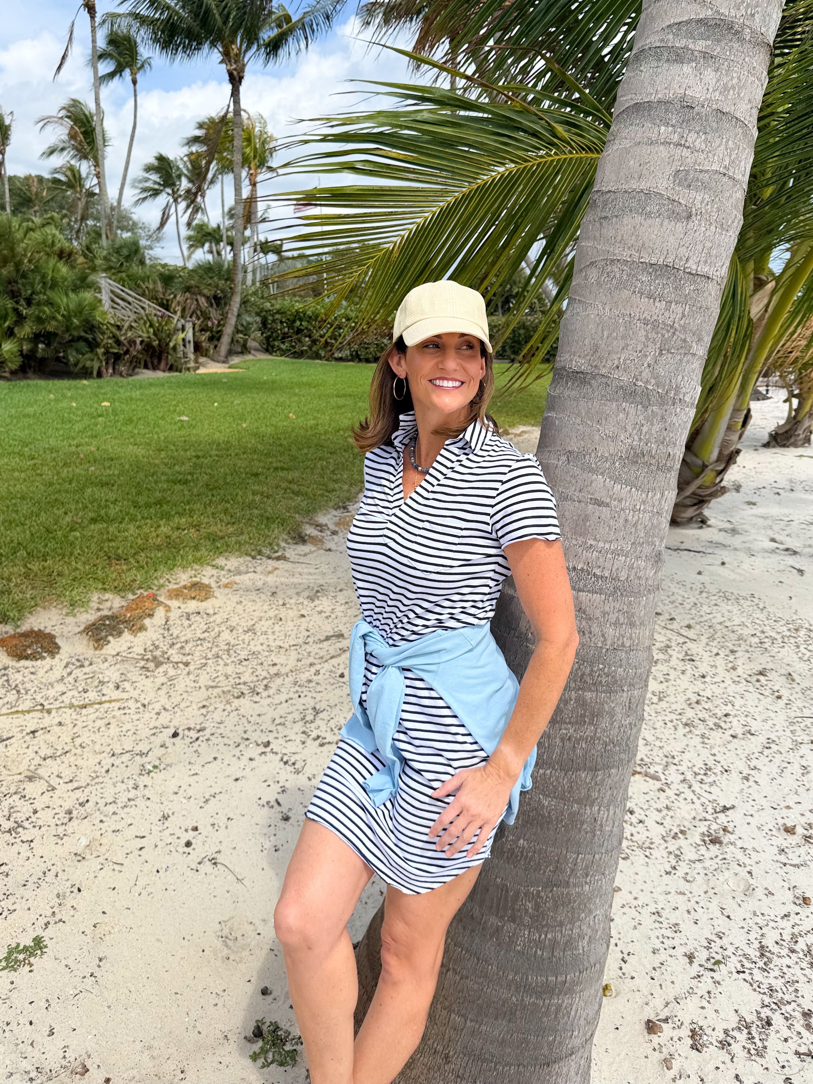 FRANK &amp; EILEEN Lauren Polo Dress White/British Royal Navy Stripe