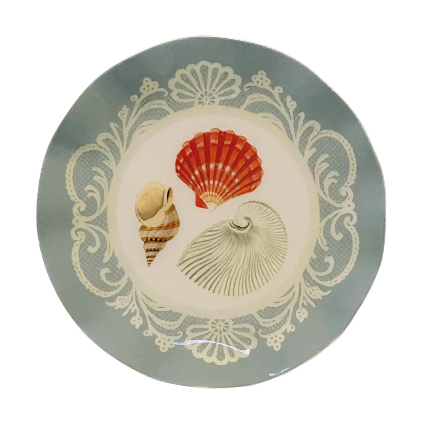 Wavy Round Enamel Seashells Tray