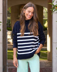 FRANK & EILEEN Monterey Sweater Navy w/ White Stripe