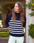 FRANK & EILEEN Monterey Sweater Navy w/ White Stripe