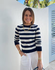 JUMPER 1234 Stripe Stripe Crew in Navy and Cream